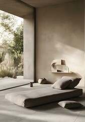 Minimalist Interior Design with Beige Color Palette and Natural Light