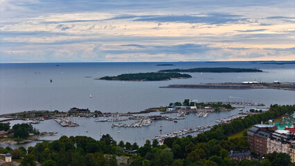 Helsinki Finland city aerial drone view