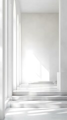 Fototapeta premium Minimalist White Interior Design with Sunlight and Arched Windows