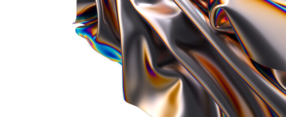 Iridescent fabric flowing in a mesmerizing dance