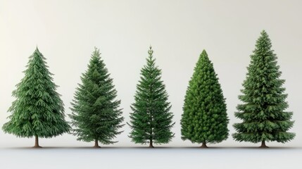 Obraz premium Set of christmas tree transparent background high quality details - 3d rendering