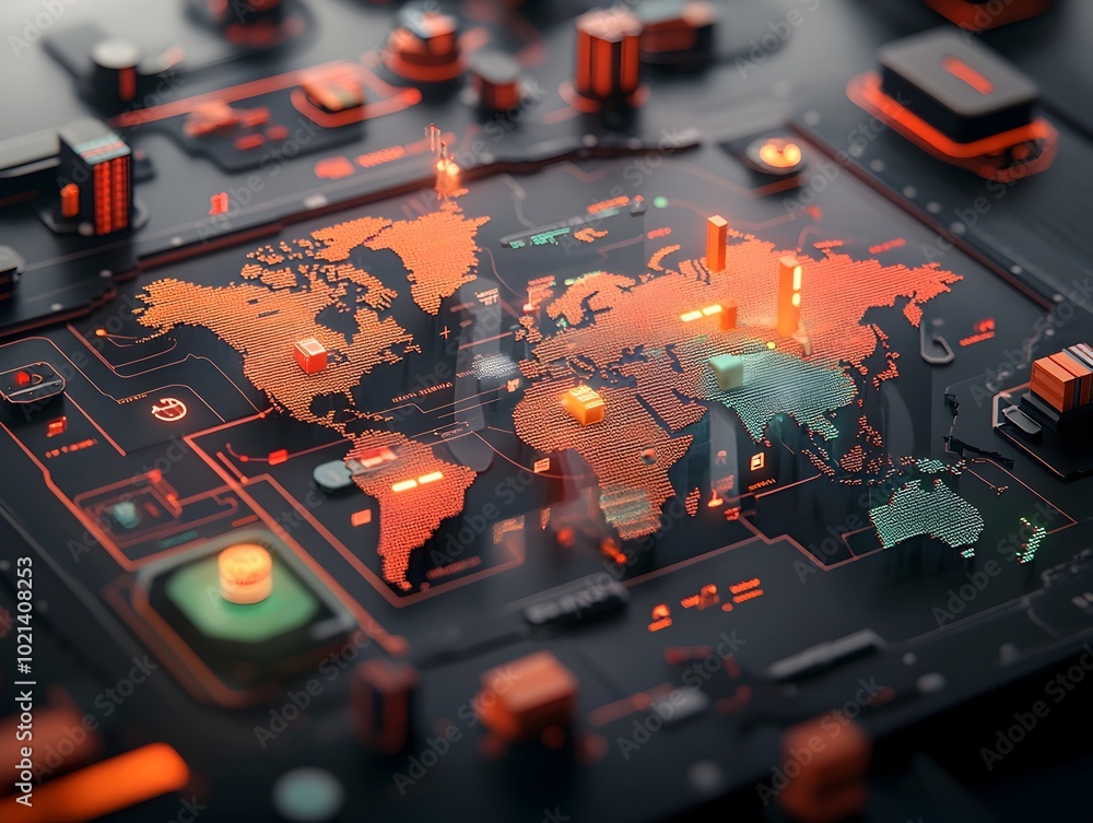 Poster innovative ai powered digital platform visualizes the complex global logistics network displaying re