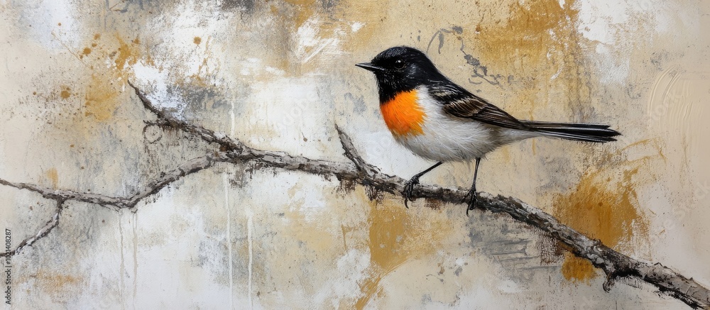 Poster a daurian redstart stops on the tree