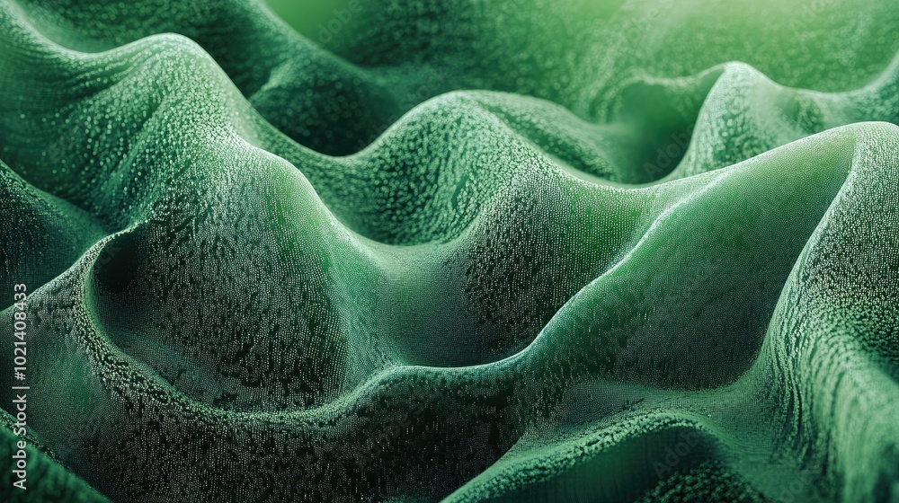 Poster Abstract artwork featuring a flowing green granular texture with curved patterns