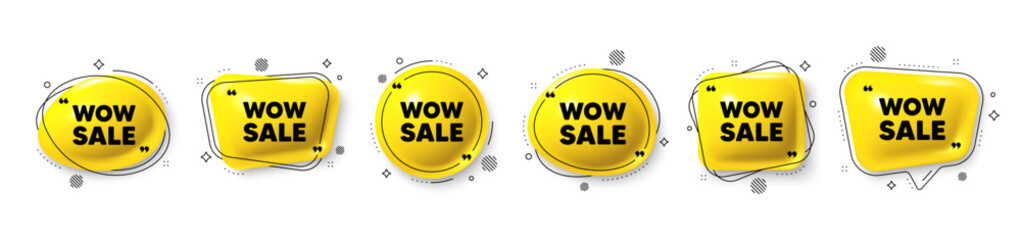 Wow Sale tag. Speech bubble 3d icons set. Special offer price sign. Advertising Discounts symbol. Wow sale chat talk message. Speech bubble banners with comma. Text balloons. Vector