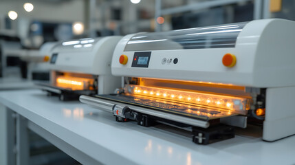 电子工厂自动化生产印刷电路板特写