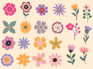 Obraz premium Collection of flowers. Vector botanical flowers background. style for banners, wallpaper, posters, websites, online shopping.Vector illustration design and creative idea,eps 10. 