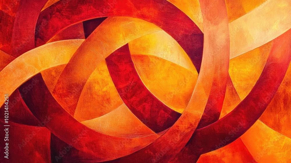 Poster abstract design featuring a red frame intertwined with orange hues