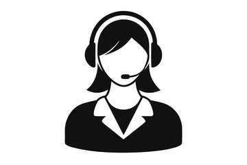 
Customer service girl vector, Customer service woman vector silhouette illustration
