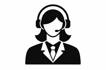 
Customer service girl vector, Customer service woman vector silhouette illustration
