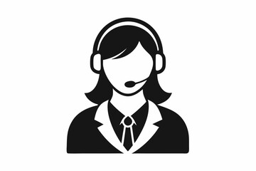 
Customer service girl vector, Customer service woman vector silhouette illustration
