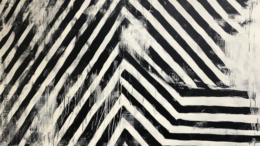 Poster abstract painting featuring simplistic black and white patterns