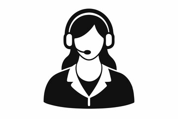 
Customer service girl vector, Customer service woman vector silhouette illustration
