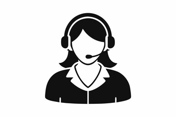 
Customer service girl vector, Customer service woman vector silhouette illustration
