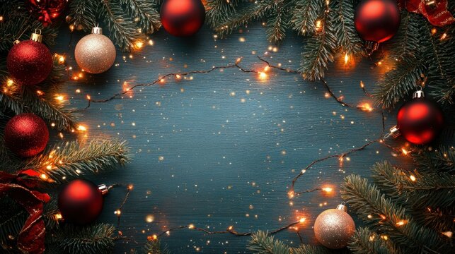 Christmas ans New Year seasonal social media background design in square with blank space for text. Template for holiday commercial promotion post.