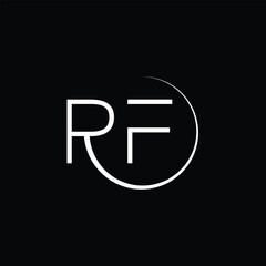 RF logo. R F design. White RF letter. RF, R F letter logo design. Initial letter RF linked circle uppercase monogram logo. 