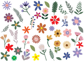 Obraz premium Collection of flowers. Vector botanical flowers background. style for banners, wallpaper, posters, websites, online shopping.Vector illustration design and creative idea,eps 10. 