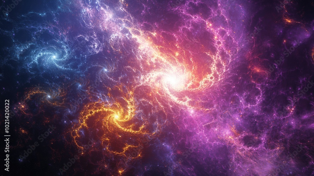 Poster abstract fractal background featuring a fantastical textured chaos with ornamental flares radiating 