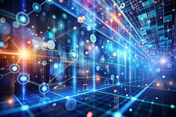 Obraz premium Futuristic Concept of Technology and Innovation with Abstract Numbers Representing Data and Growth