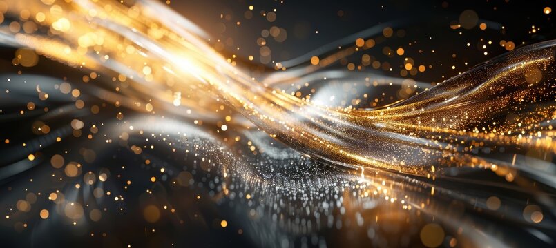 Dynamic New Year's Motion Blur with Sparkling Gold and Silver Light Trails for High-Impact Promotions
