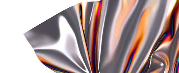 Abstract iridescent folds with a metallic sheen