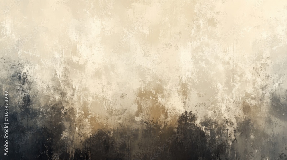 Poster abstract painting featuring a gradient of dark brown to beige hues with blended brush strokes and la