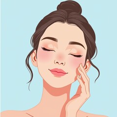 A serene illustration of a young woman showcasing natural beauty, perfect for wellness, skincare, and beauty marketing.