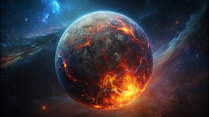 burning planet. High quality digital space art
