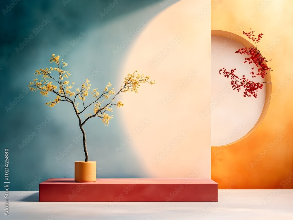 Poster sleek and contemporary 3d photography studio with mesmerizing kaleidoscopic backdrops creating an et