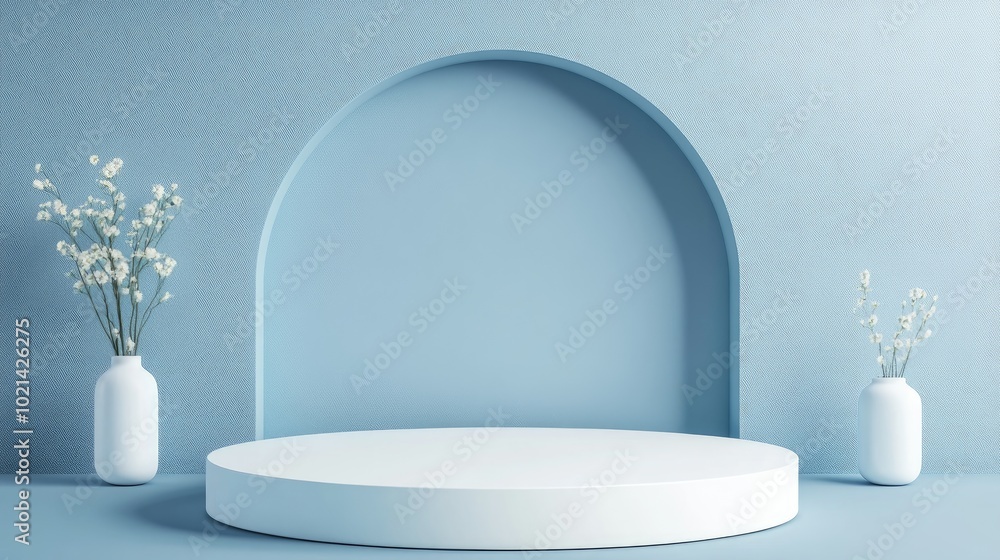 Aufkleber Abstract 3D space featuring a cylindrical podium Minimalistic wall backdrop designed for product mockup presentation Stage setup for 3D visualization