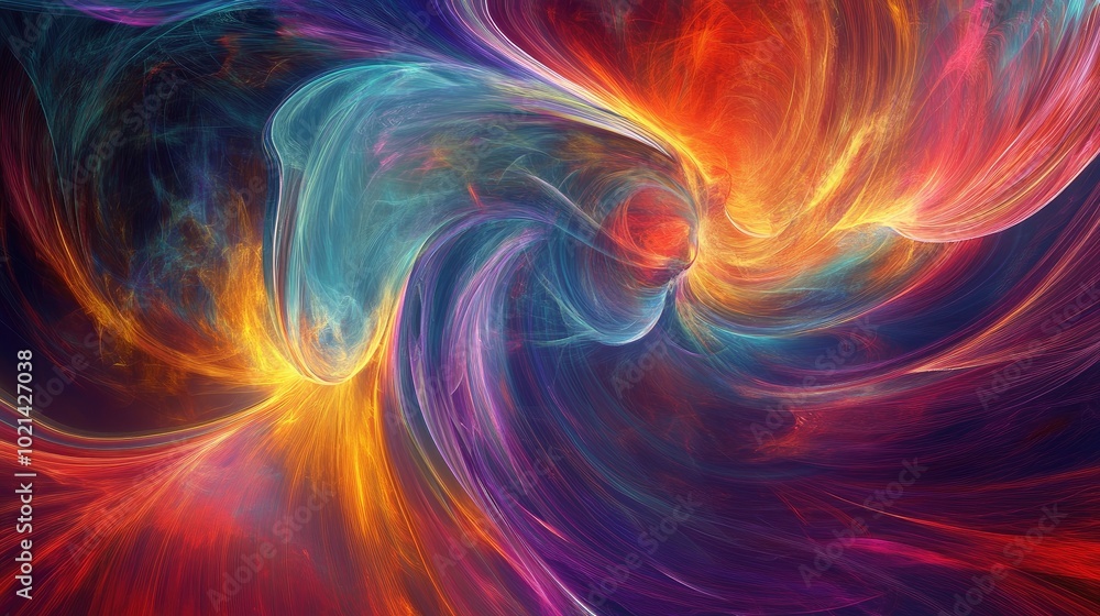 Aufkleber Abstract digital fractal design featuring a dynamic swirling motion with fantasy elements