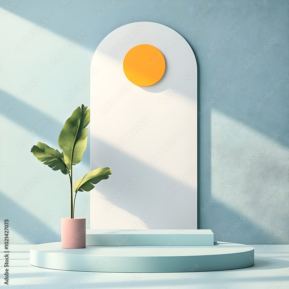 Poster minimalist 3d studio setting with a clean gray backdrop simple floor and wall central product displa