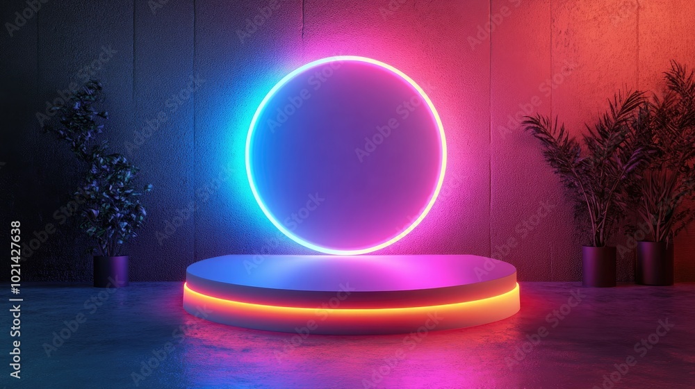 Aufkleber abstract 3d display podium with illuminated ring