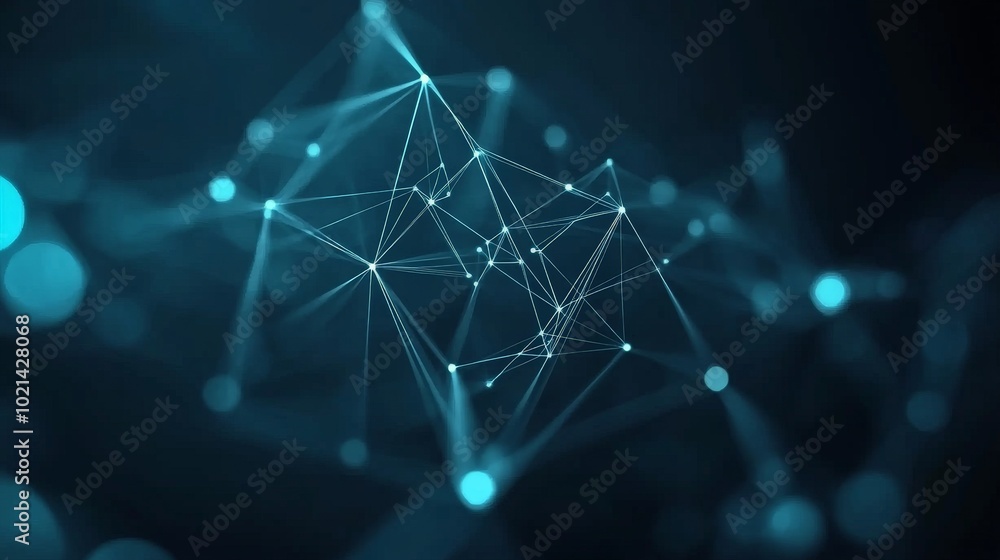 Poster abstract geometric network with glowing points and lines