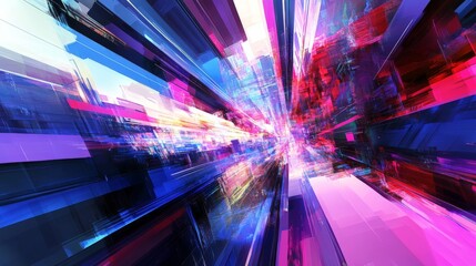 Fototapeta premium Abstract Cityscape with Colorful Geometric Shapes