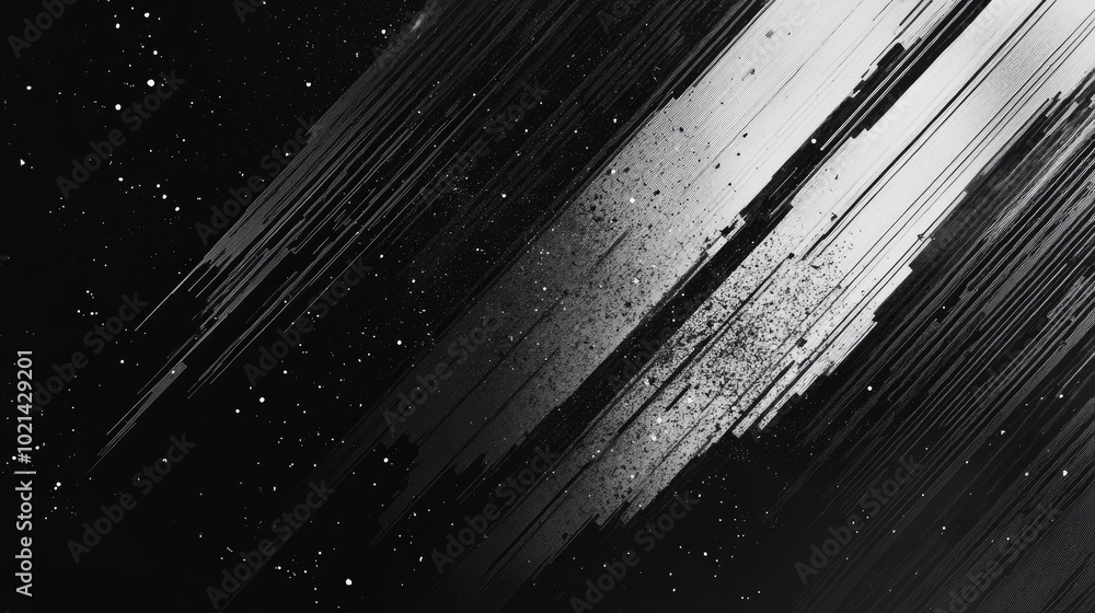 Poster black and white abstract organic grainy noise textures retro old glitch effects digital signal error