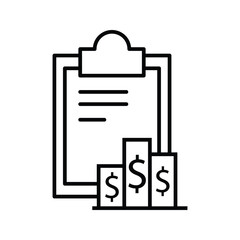 Financial Report Icon With Data Visualization. analytical charts. Customizable thin line illustration.  Editable stroke.