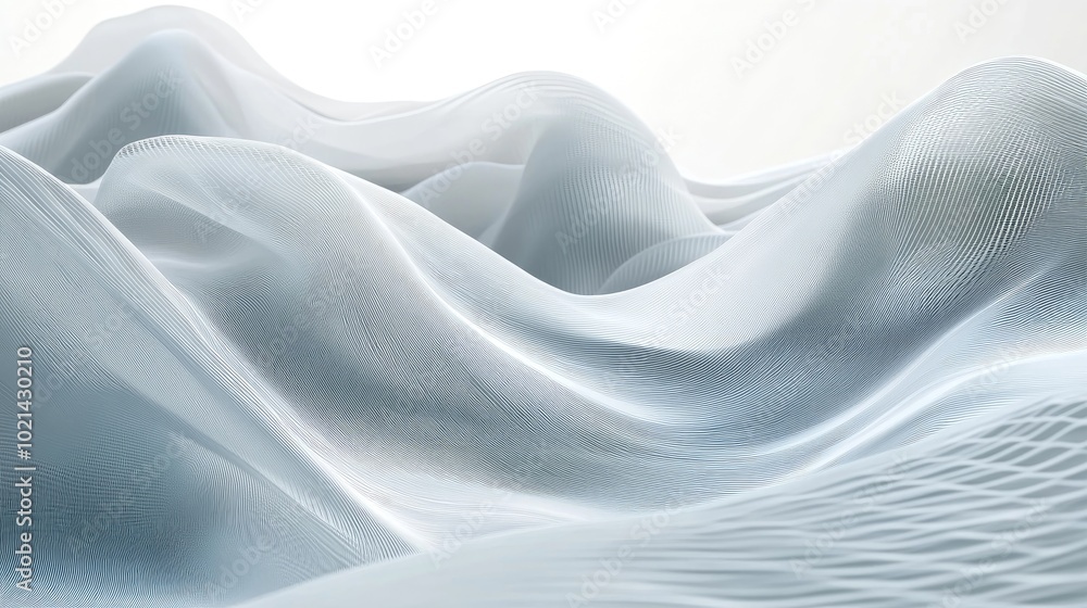 Poster Abstract white and grey flowing wave background with a futuristic sci fi design Creative graphic suitable for web use