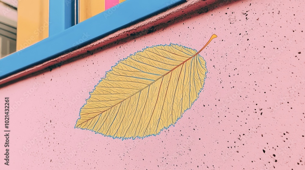 Poster close up of a dried leaf resting on a window ledge