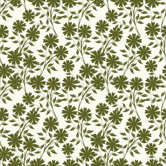 White background vector seamless pattern with delicate flowers for textile and fabric print and other uses.