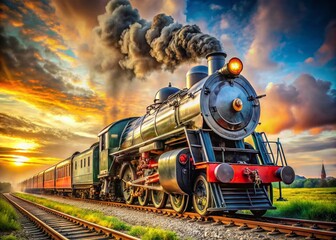 Fototapeta premium High-Quality Train Engine Images: Powerful Locomotives in Motion, Vintage Designs, and Modern Rail Transport Scenes
