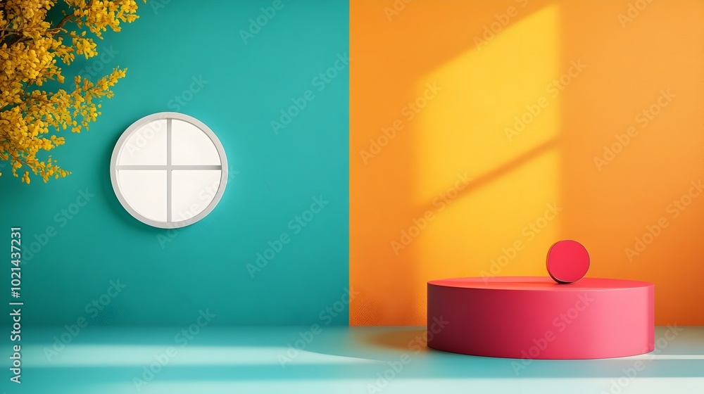 Poster minimalist and clean 3d studio room with boysenberry background empty floor and wall showcasing a pr