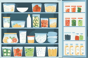 Organized pantry with containers of fresh produce and dry goods