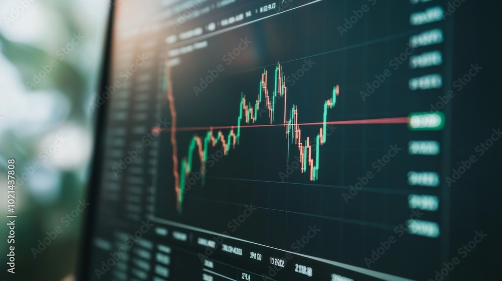 Aufkleber Financial Graph on Digital Display for Analysis