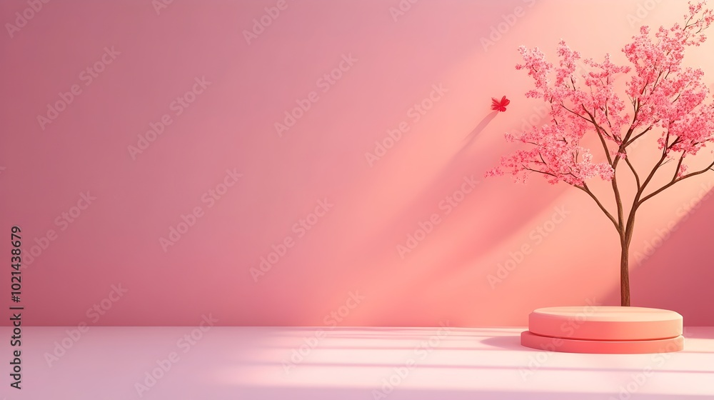 Poster minimalist 3d studio room setting with lavender toned background empty floor and wall product podium