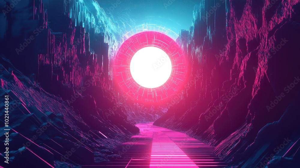 Poster abstract neon light glowing dusty messy lines background retro futuristic speed motion bright colore