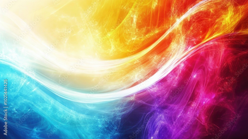 Poster Abstract artistic background featuring a colorful dynamic curve showcasing beauty and elegance with a chaotic yet harmonious flow resembling a disco inspired energy concept