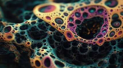 Colorful and chaotic abstract fractal pattern Intricate fractal shapes created through 3D rendering suitable for backgrounds or wallpapers