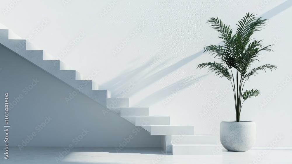 Aufkleber 3D rendered stairway on a white background featuring a minimalistic scene designed for product placement in a 3D illustration