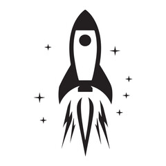 Rocket science outline icon, Cute Rocket for kids' storytelling vector illustration Isolated on white background